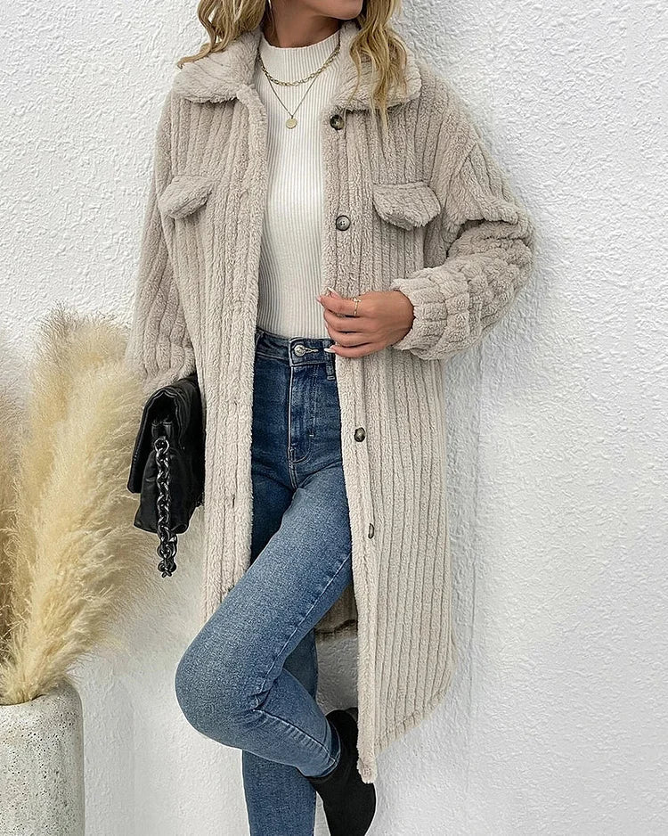 Aurora - cosy single-breasted plush winter coat