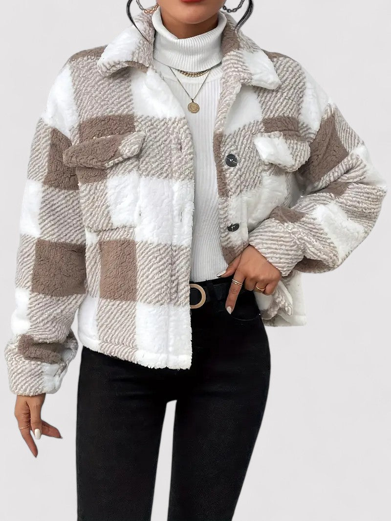 Ancien | Checkered Ladies Jacket with Buttoned Closure