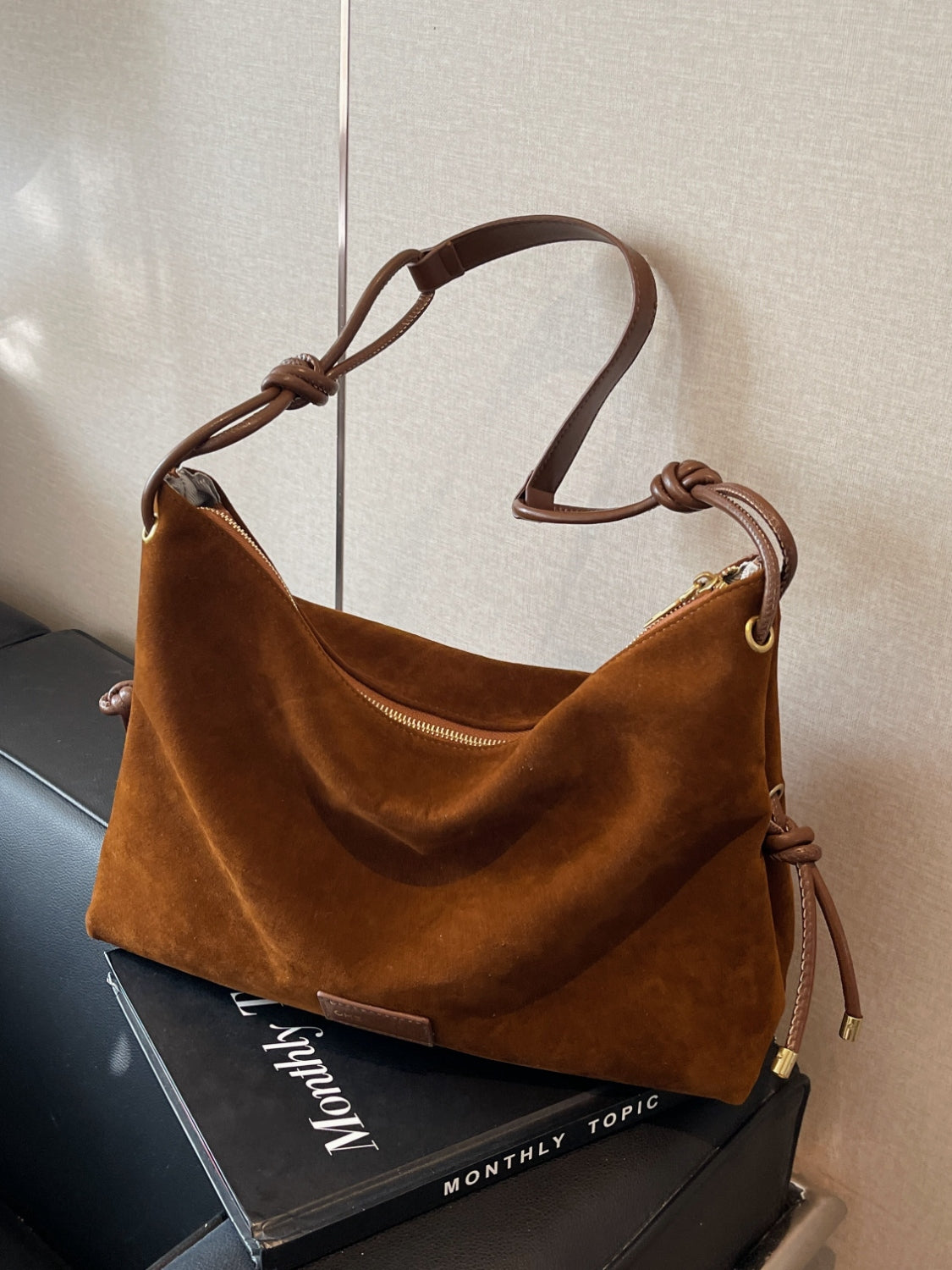 Large handbag in suede