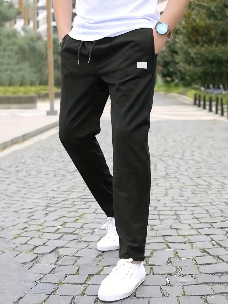 Chic, Sporty Stretch Jogging Pants With Drawstring and a Relaxed Waist