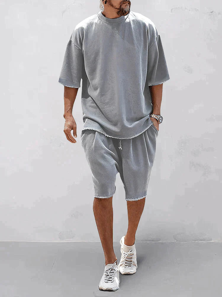 Loose shirt and shorts tracksuit for men