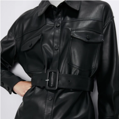 Loren - Women's Leather Trench Coat