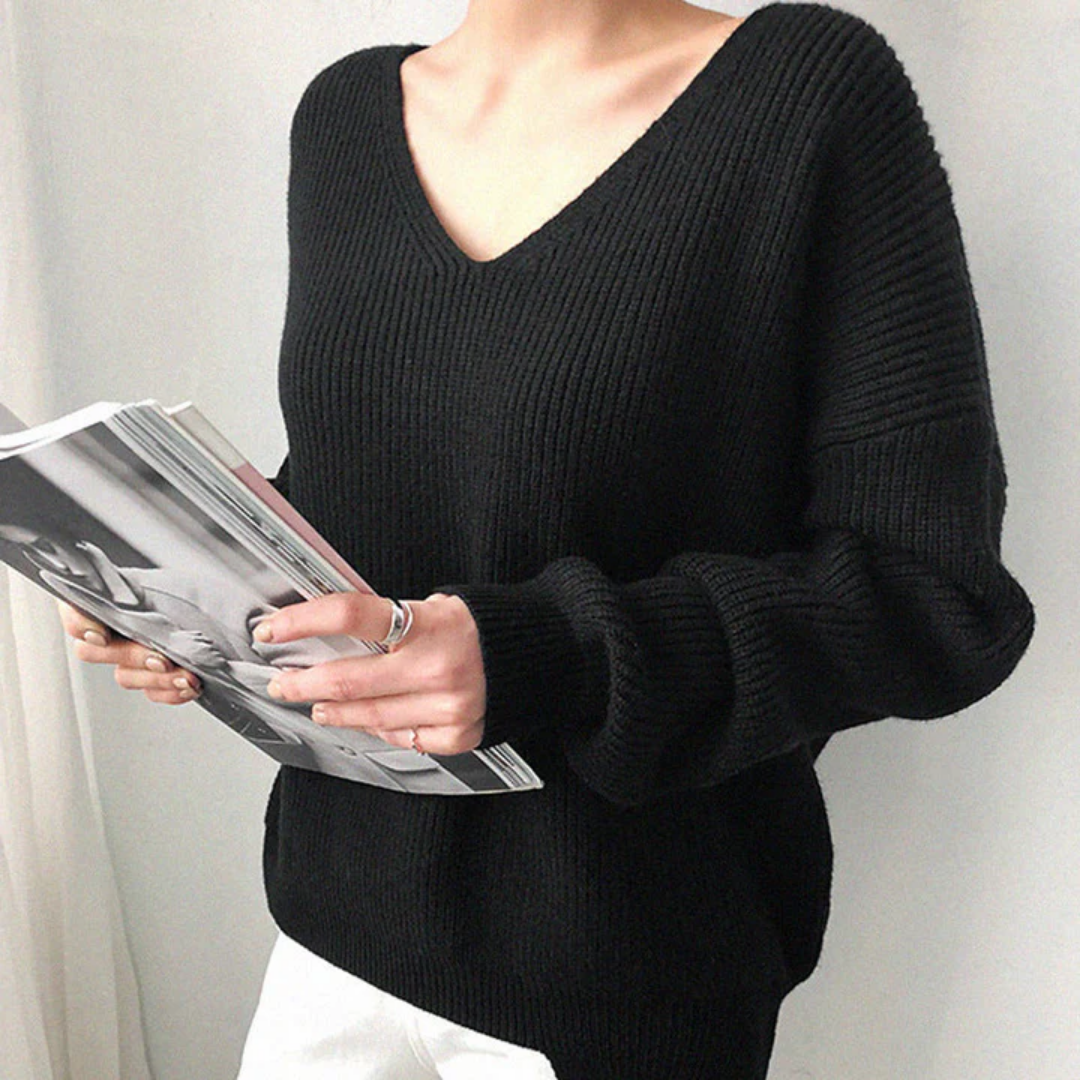 Rozy | Winter V Neck Ribbed Sweater For Women