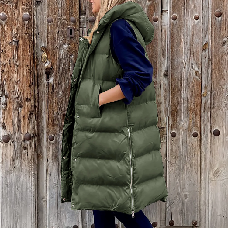 Women's padded gilet with hood