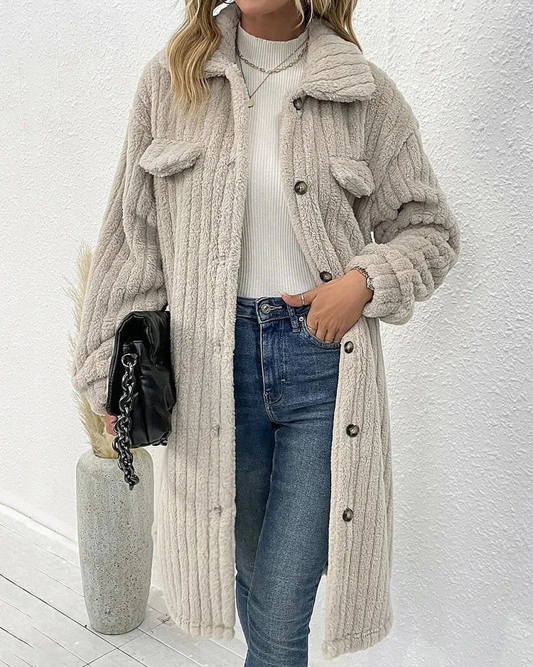 Aurora - cosy single-breasted plush winter coat