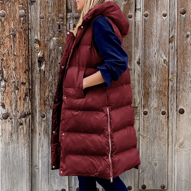 Women's padded gilet with hood