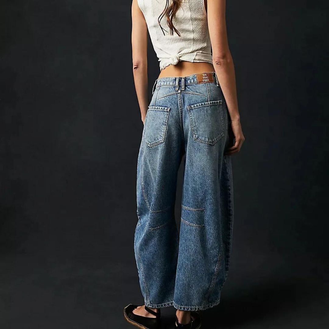 High-rise utility jeans with wide leg