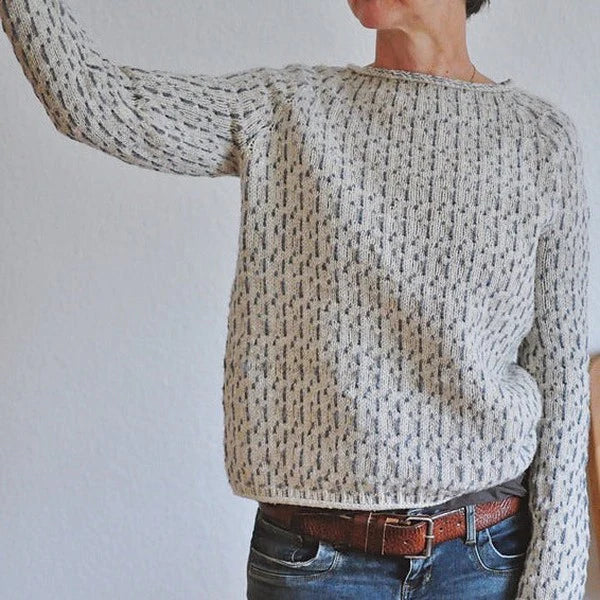 Chic grey jumper with a boat neckline