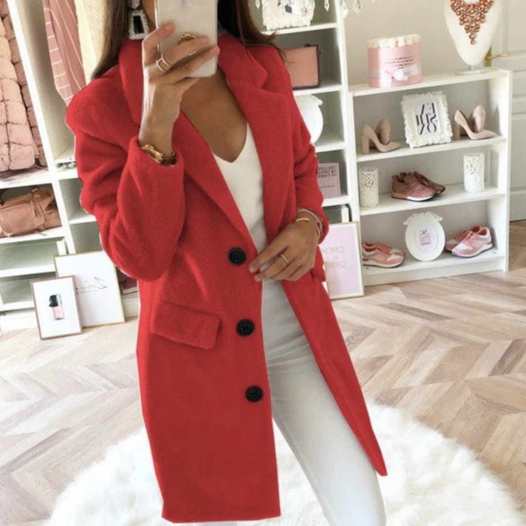 Eden | Lapel Collar Long Coat For Women