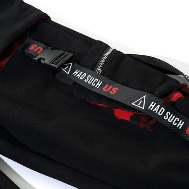 Streetwear jogging trousers with utility straps