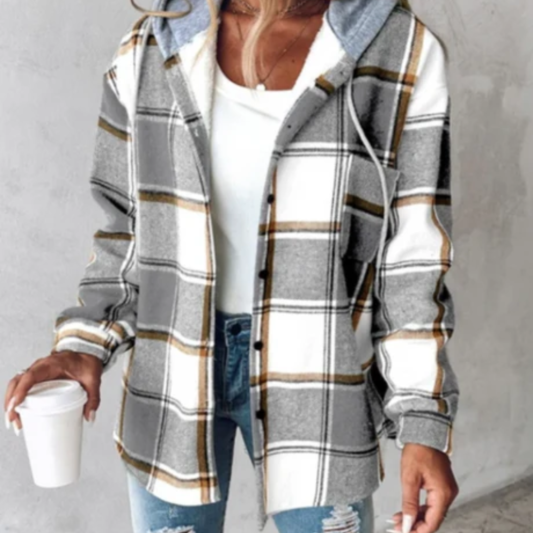 Yang | Winter Plaid Jacket With Hood For Women