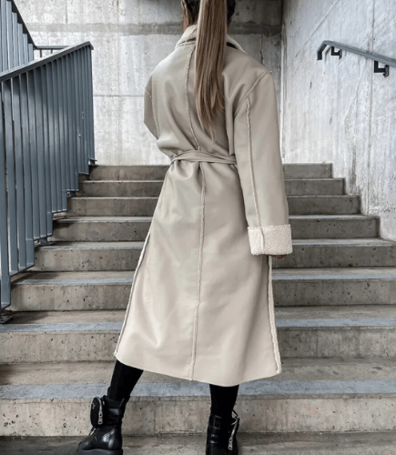 Irina™ - Long Leather and Fleece Coat