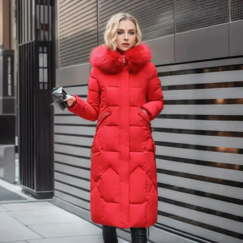 Nordiva - Long winter coat with faux fur