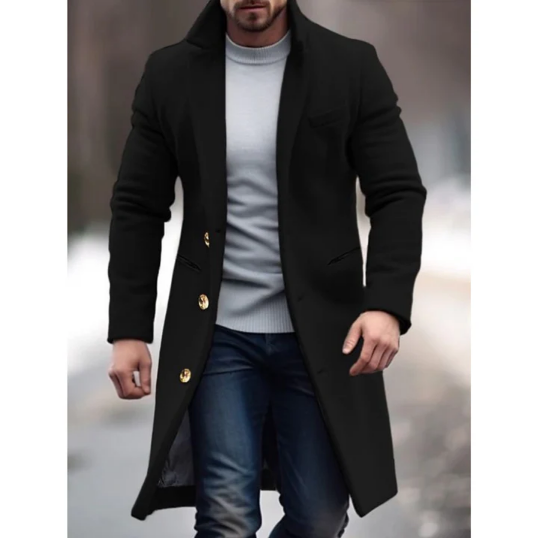 Ronald | Stand Up Collar Long Coat For Men