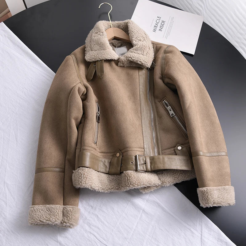 Olivia Suede Winter Coat - Warm & Stylish