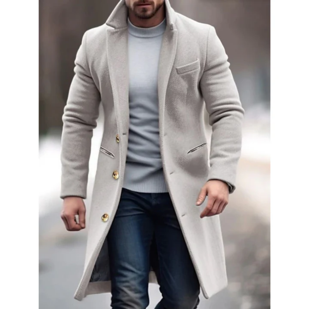 Ronald | Stand Up Collar Long Coat For Men