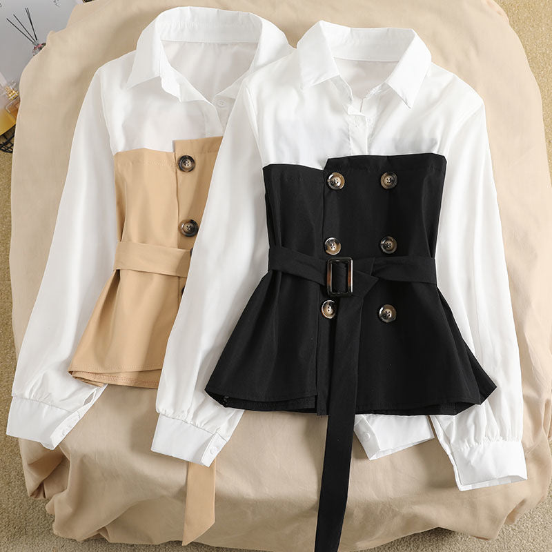 Fashionable Women Korean Loose Spring Two Piece Blouse