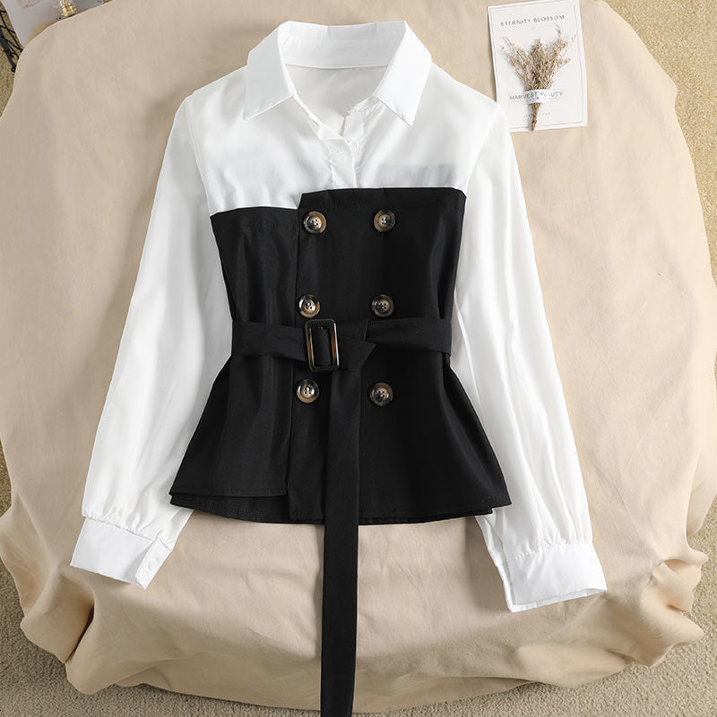 Fashionable Women Korean Loose Spring Two Piece Blouse