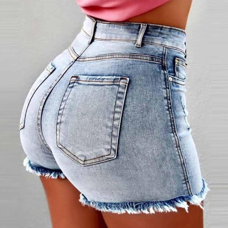 Timeless Ladies Denim Shorts Tassel Hole High Waist