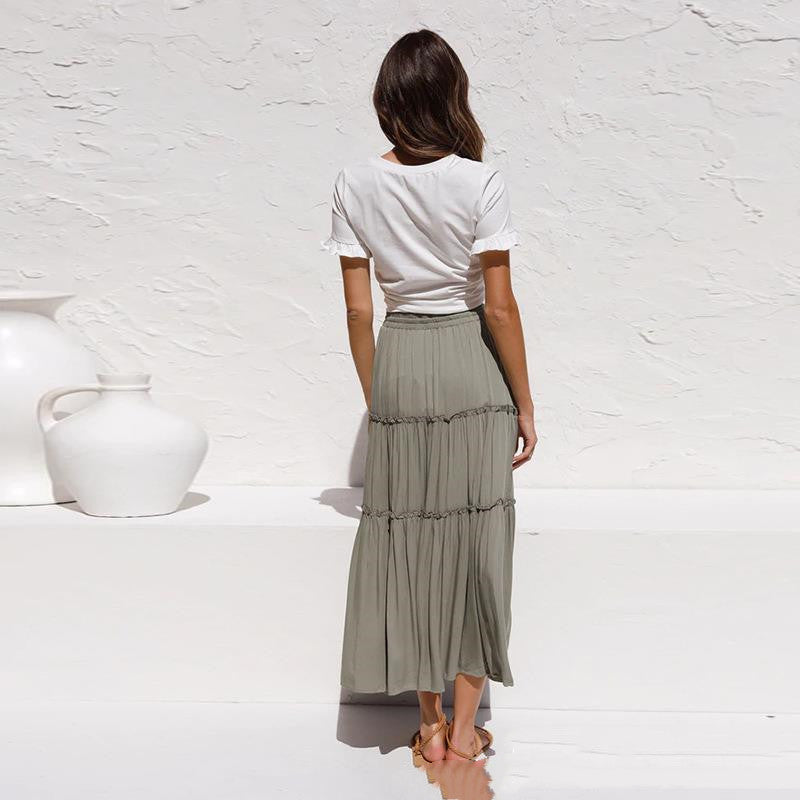 Modern High Waist Slim Cotton and Linen Skirt