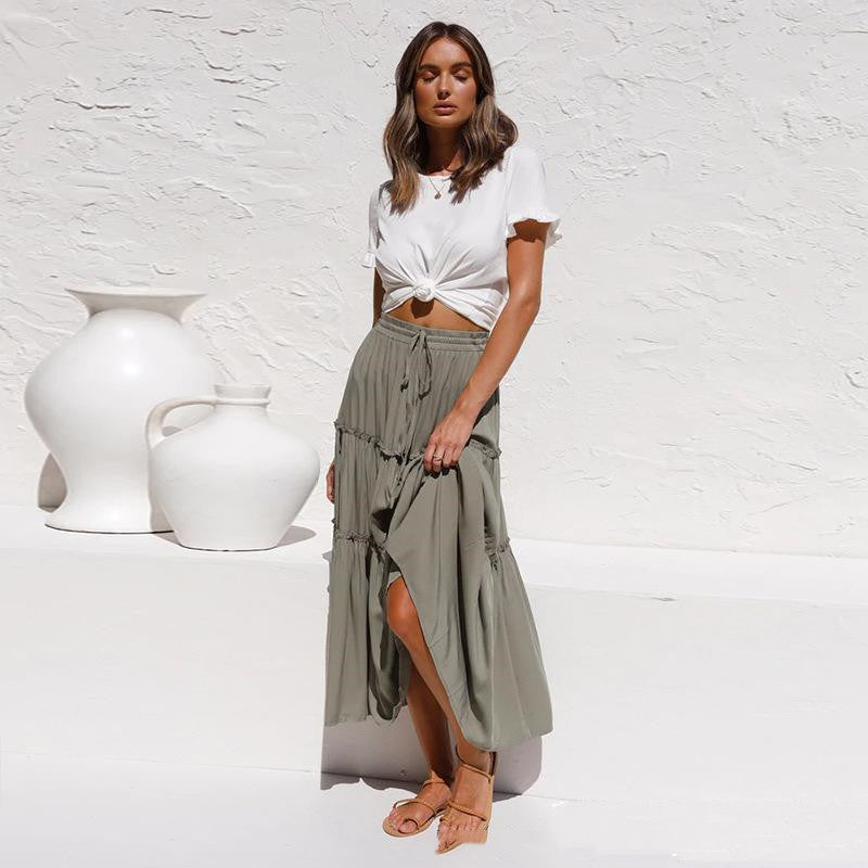 Modern High Waist Slim Cotton and Linen Skirt