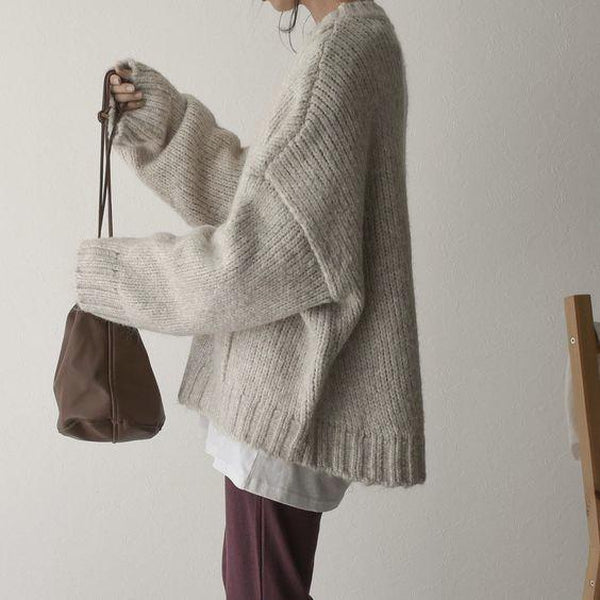 Oversized Sweater with Ivory Pocket Front