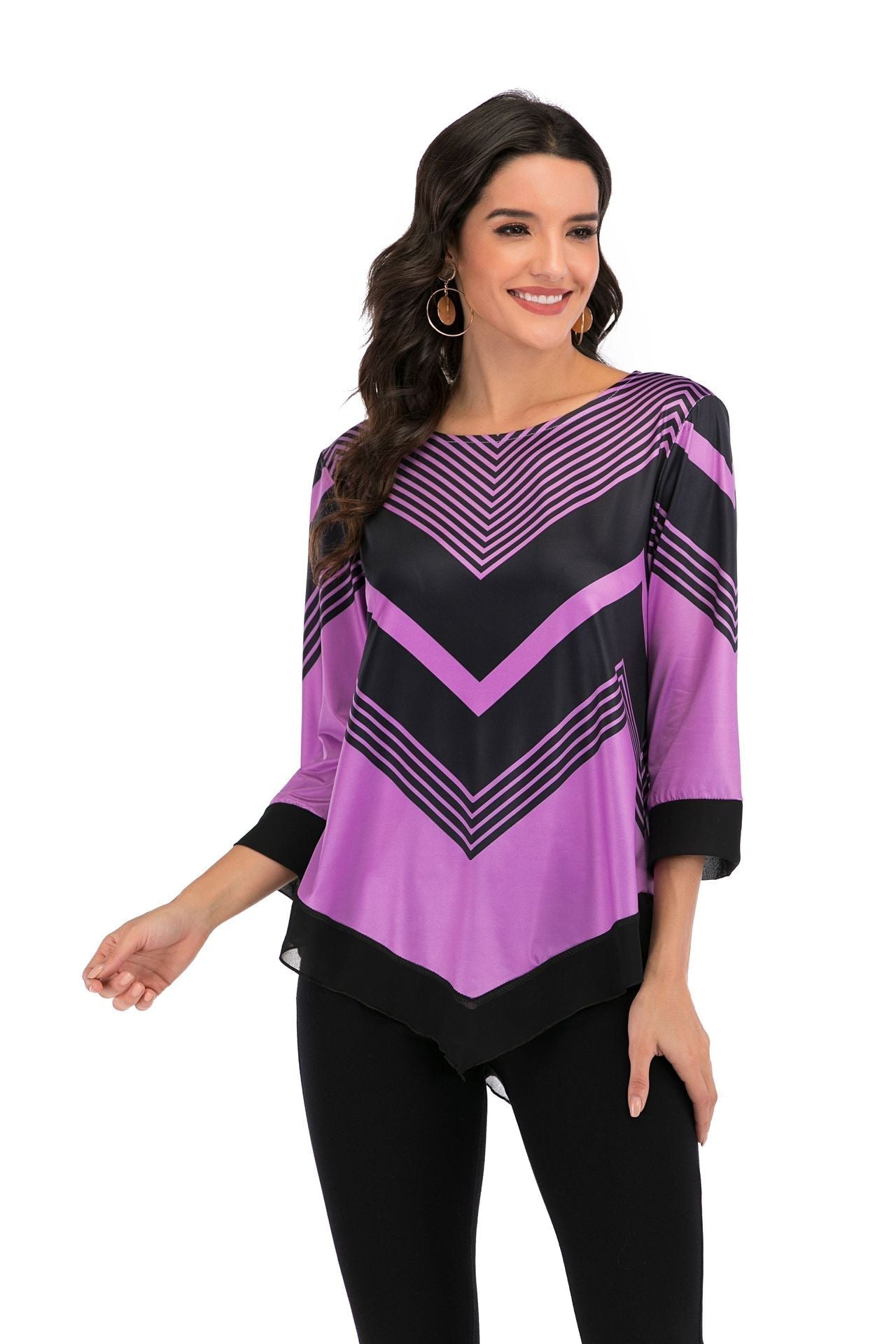 Blouse with irregular hem