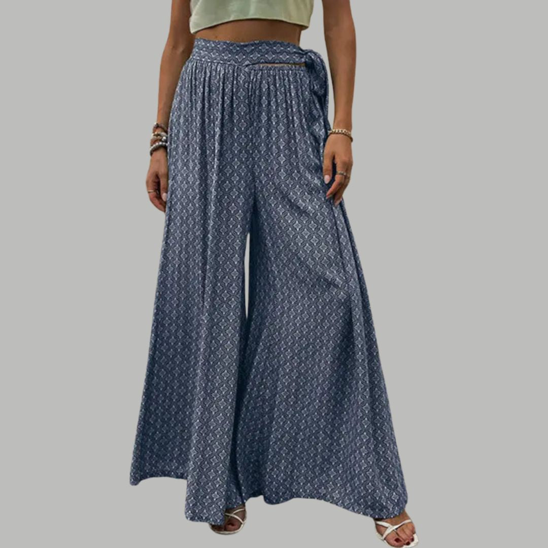 High-waisted wide trousers with print pattern