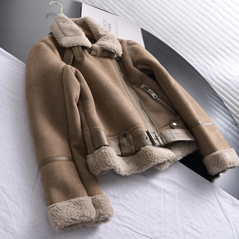 Olivia Suede Winter Coat - Warm & Stylish