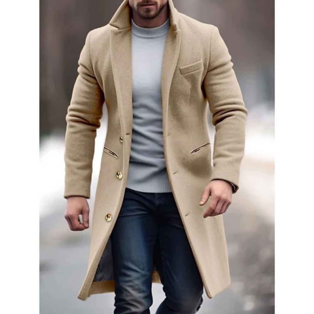 Ronald | Stand Up Collar Long Coat For Men