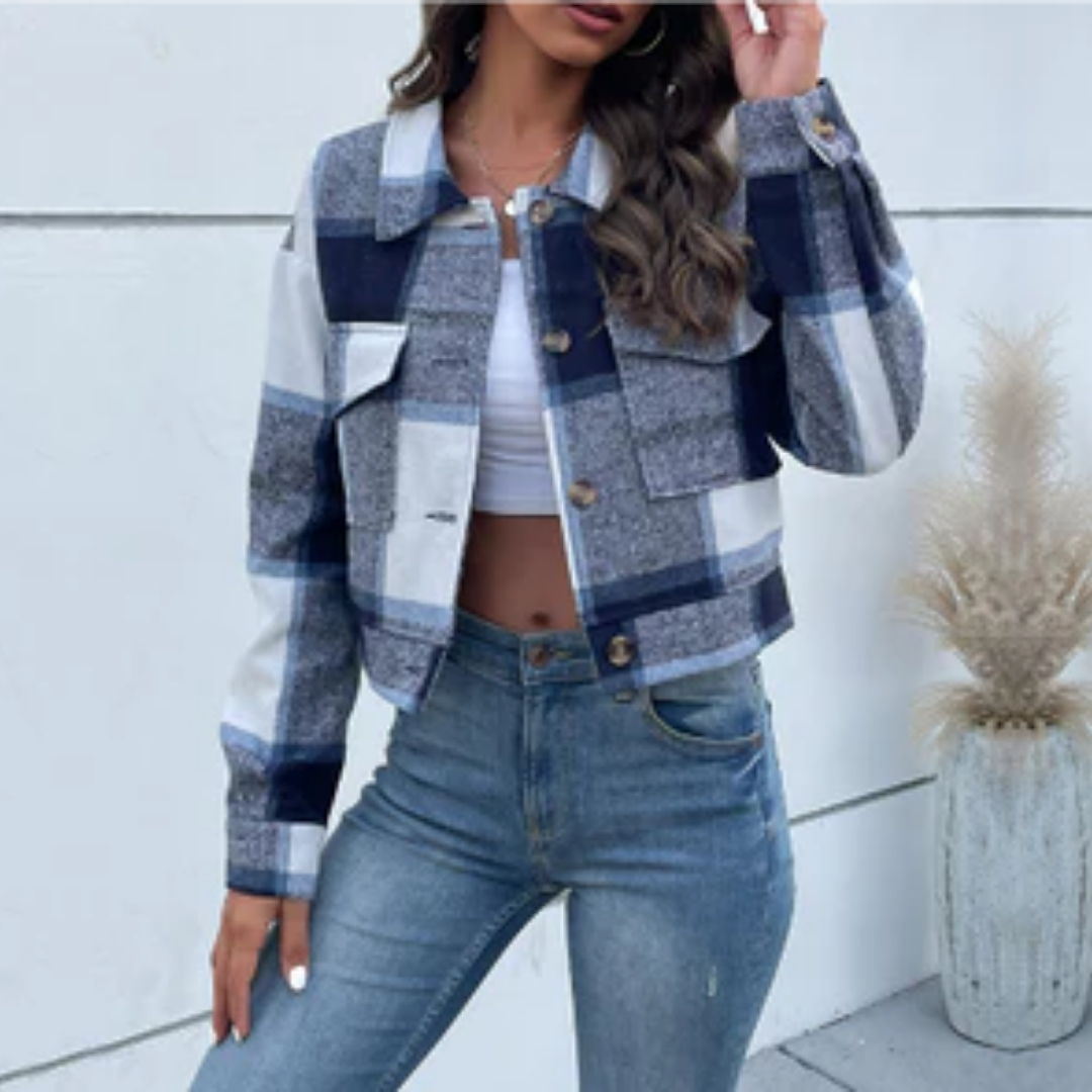 Kerslen | Winter Plaid Cropped Jacket For Women