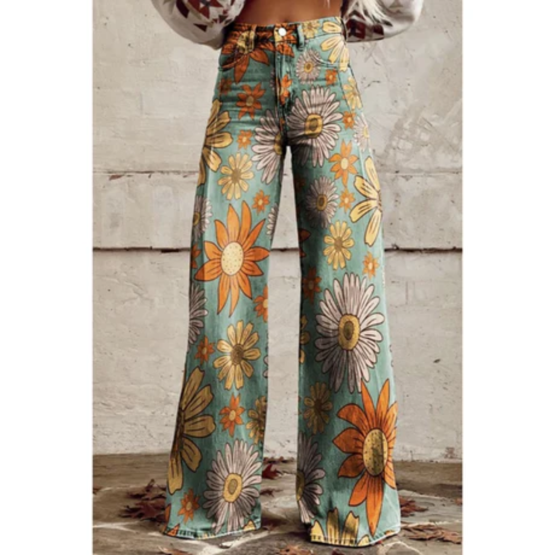 Meemaw | Summer Floral Wide Leg Pants For Women