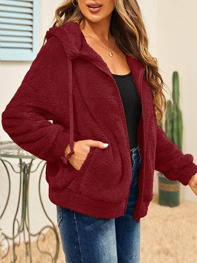 Oversized fleece hoodie with full zipper