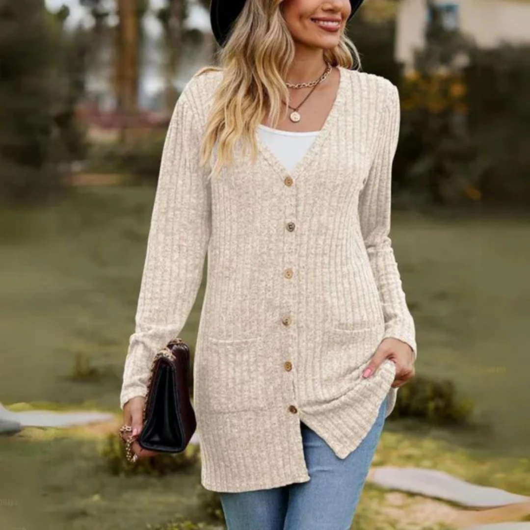 Margaux | Ribbed Long Cardigan For Women