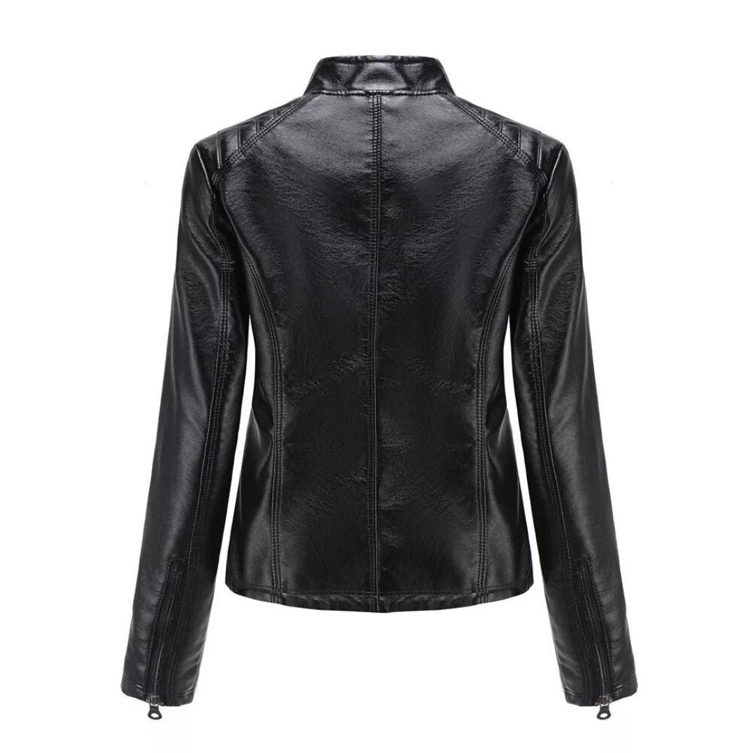 Stylish quilted leather jacket with zip