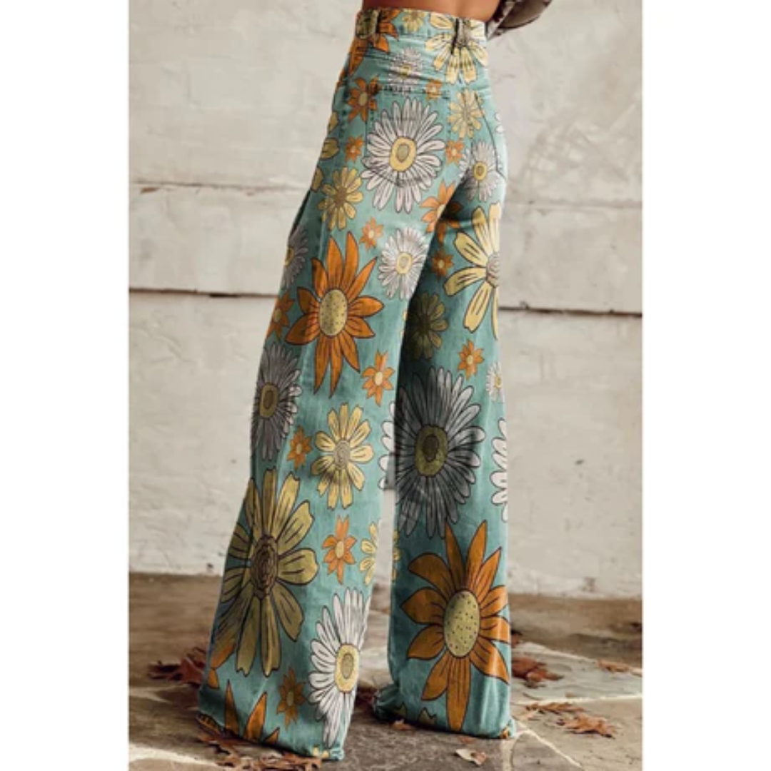 Meemaw | Summer Floral Wide Leg Pants For Women