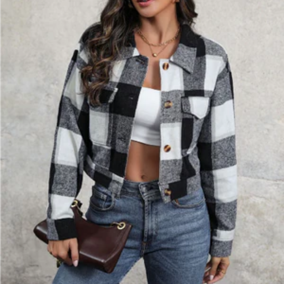 Kerslen | Winter Plaid Cropped Jacket For Women