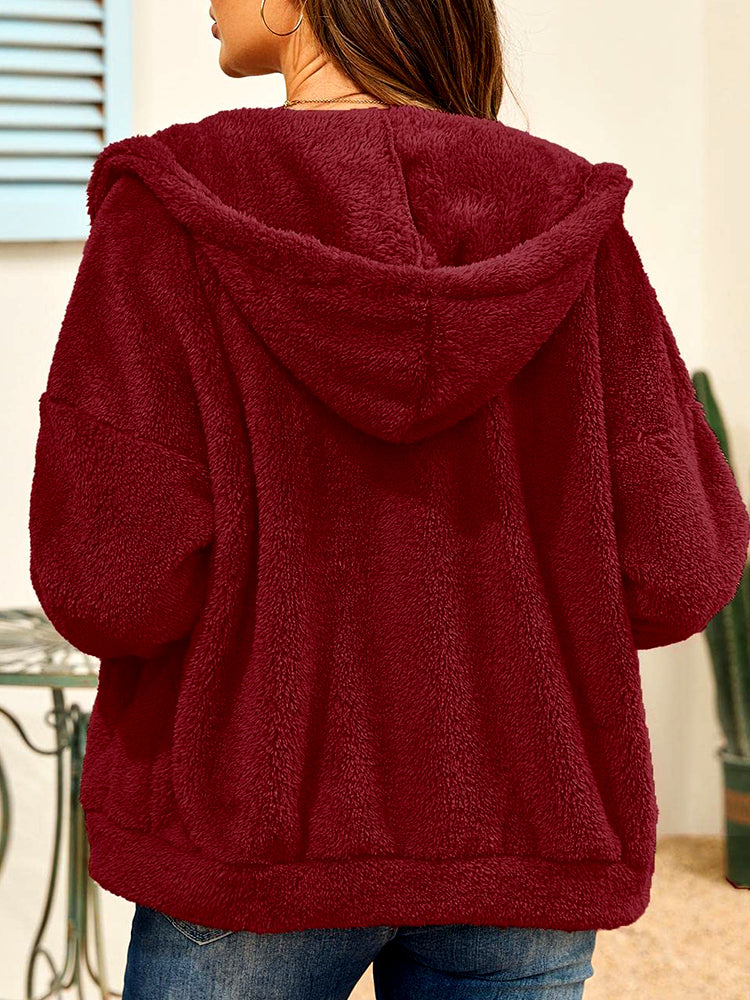 Oversized fleece hoodie with full zipper