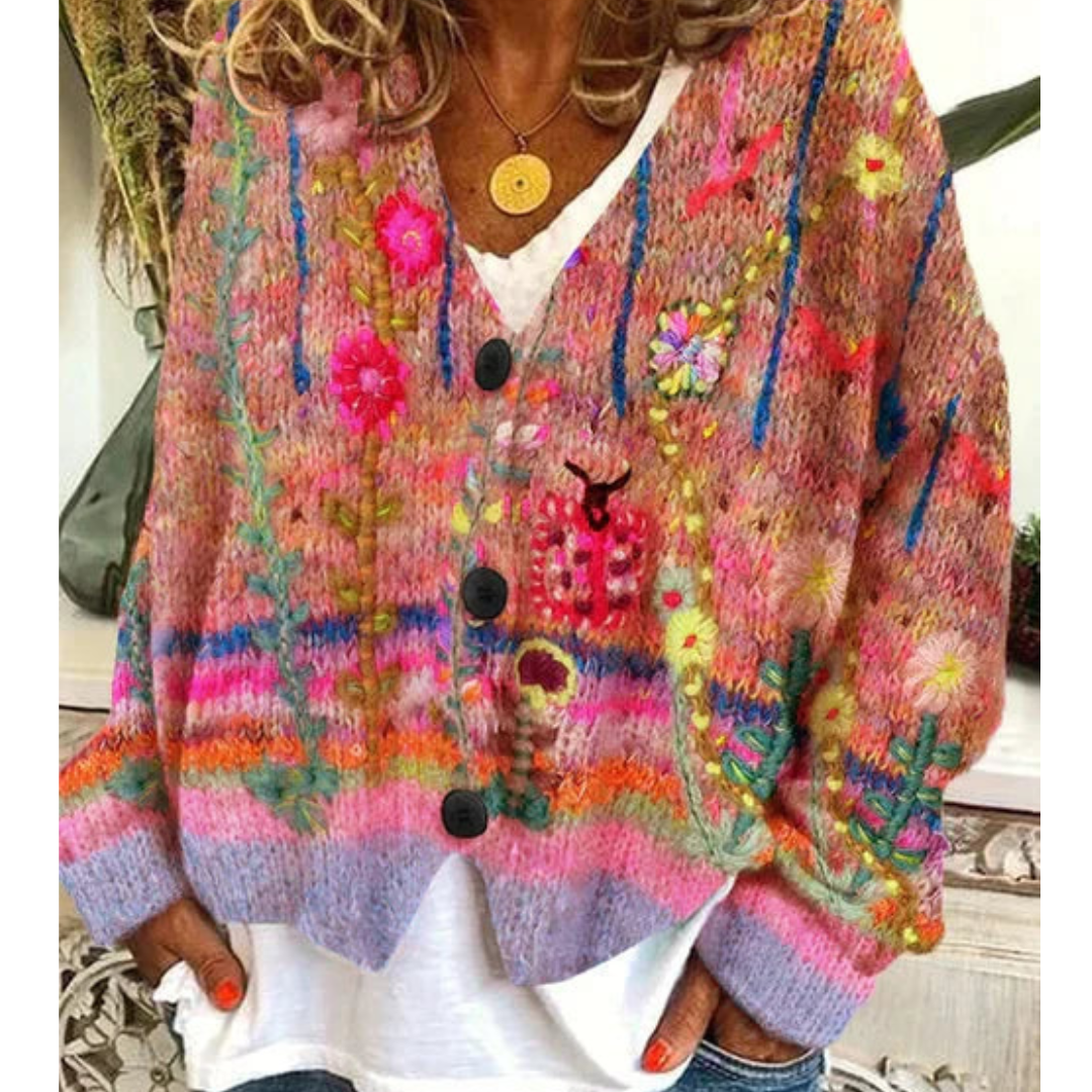 Octaniara | Colourful Button Down Knitted Cardigan For Women