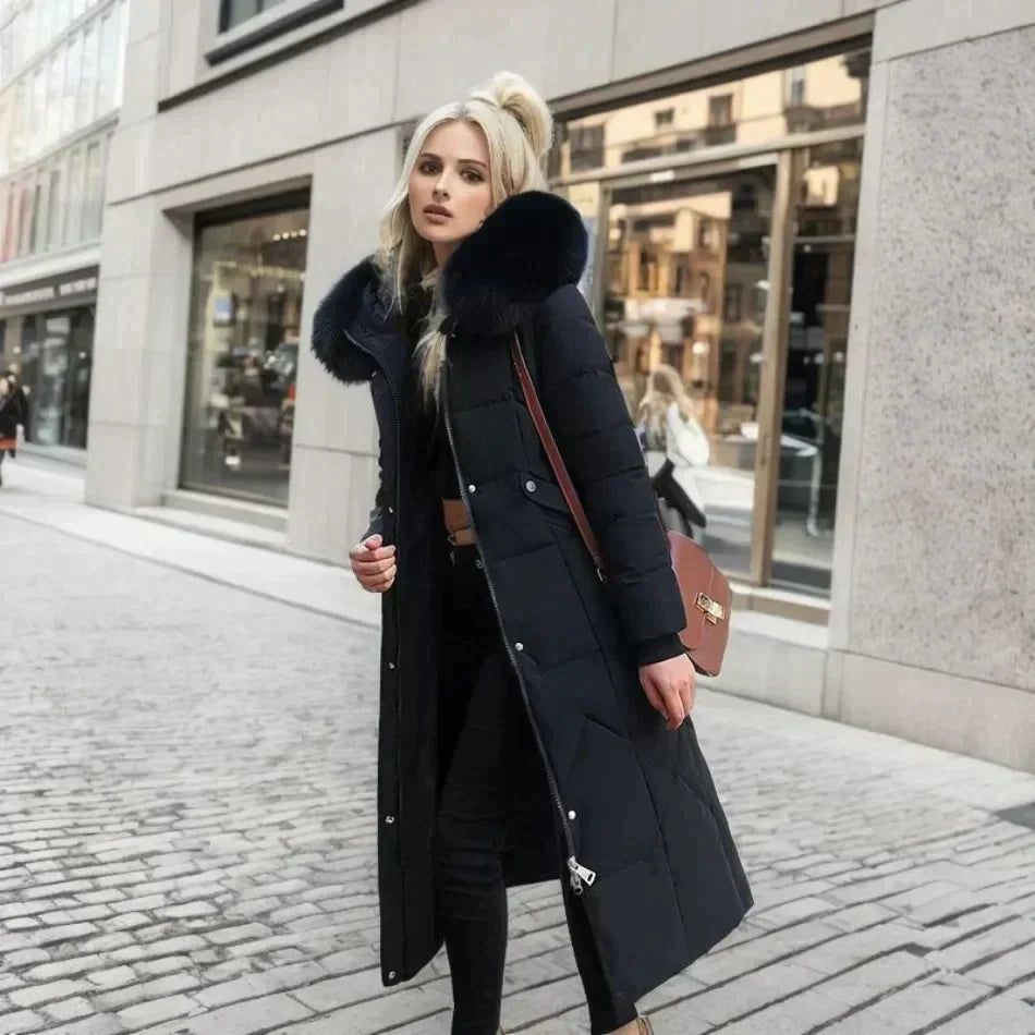 Nordiva - Long winter coat with faux fur