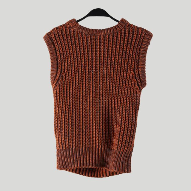 Knitted waistcoat with chain embellishment