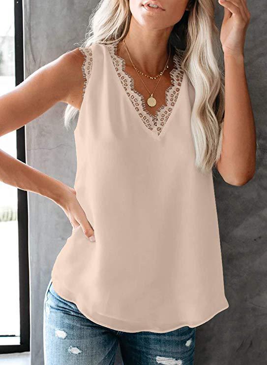 Classy Lace V-neck sleeveless blouse