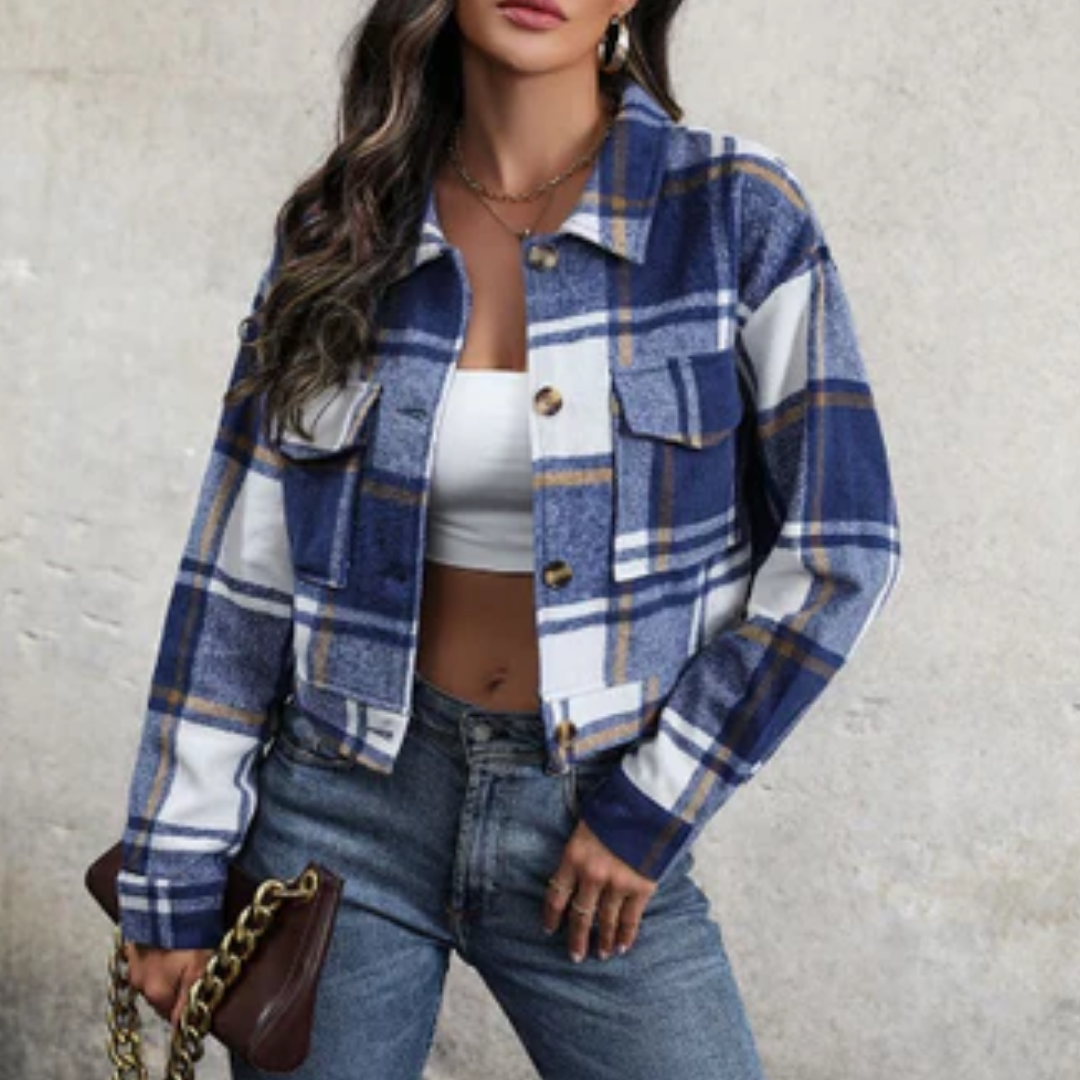 Kerslen | Winter Plaid Cropped Jacket For Women