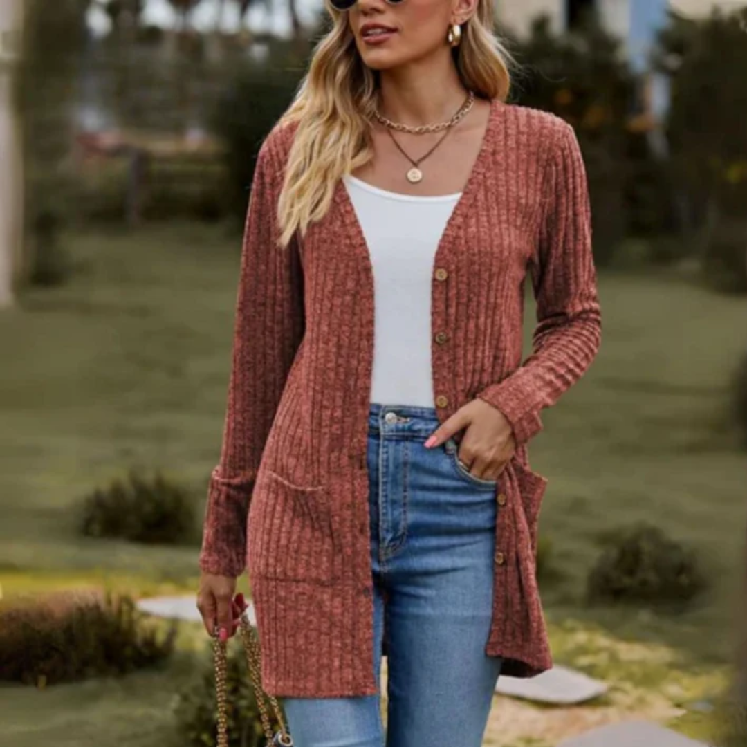 Margaux | Ribbed Long Cardigan For Women