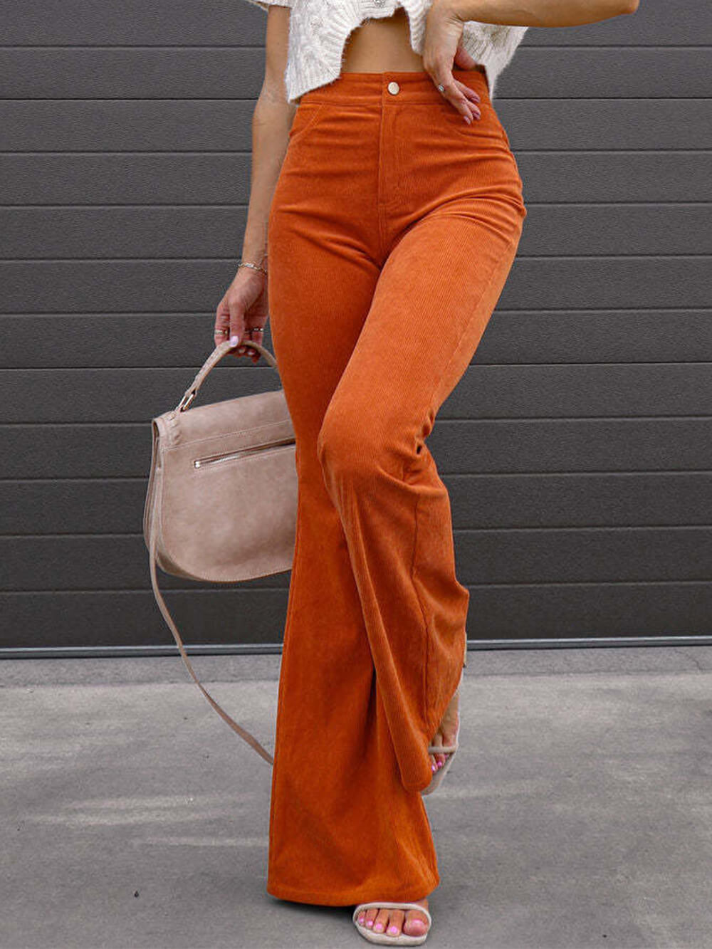 Corduroy trousers with high waist