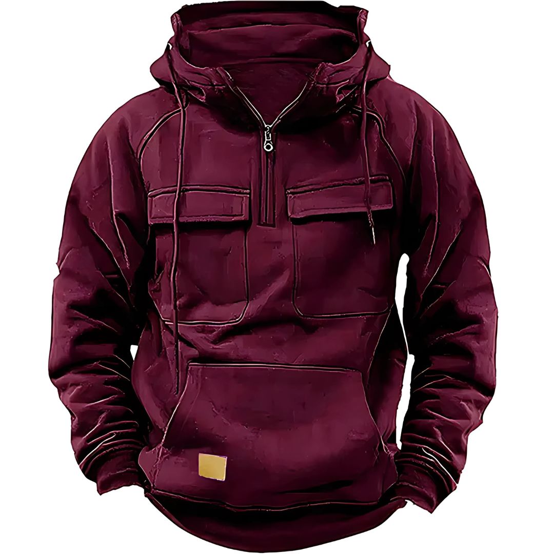 Men's Multi-Pocket Half Zip Hoodie