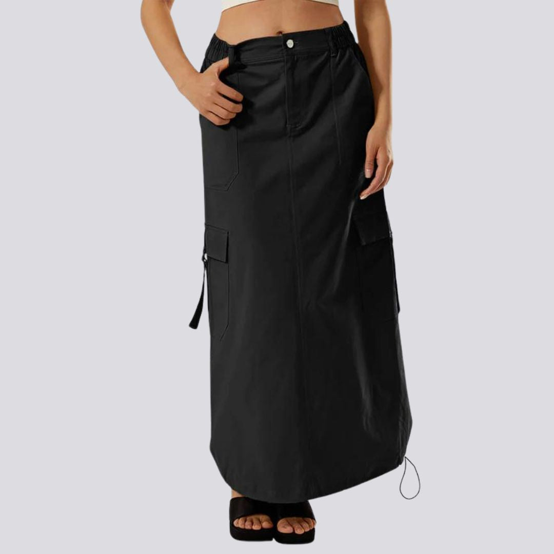 Casual cargo skirt with drawstring and flap pockets