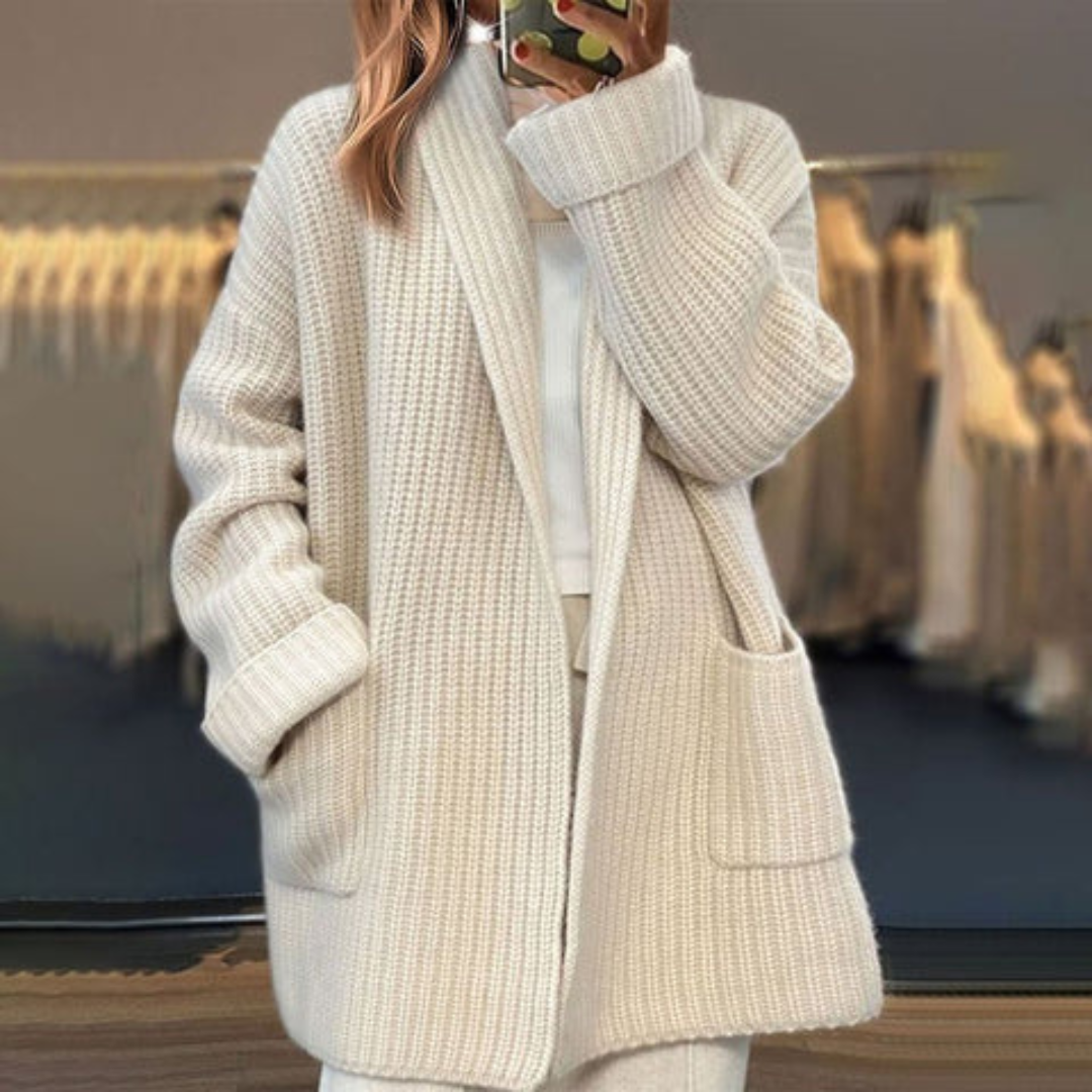 Long knitted ladies cardigan