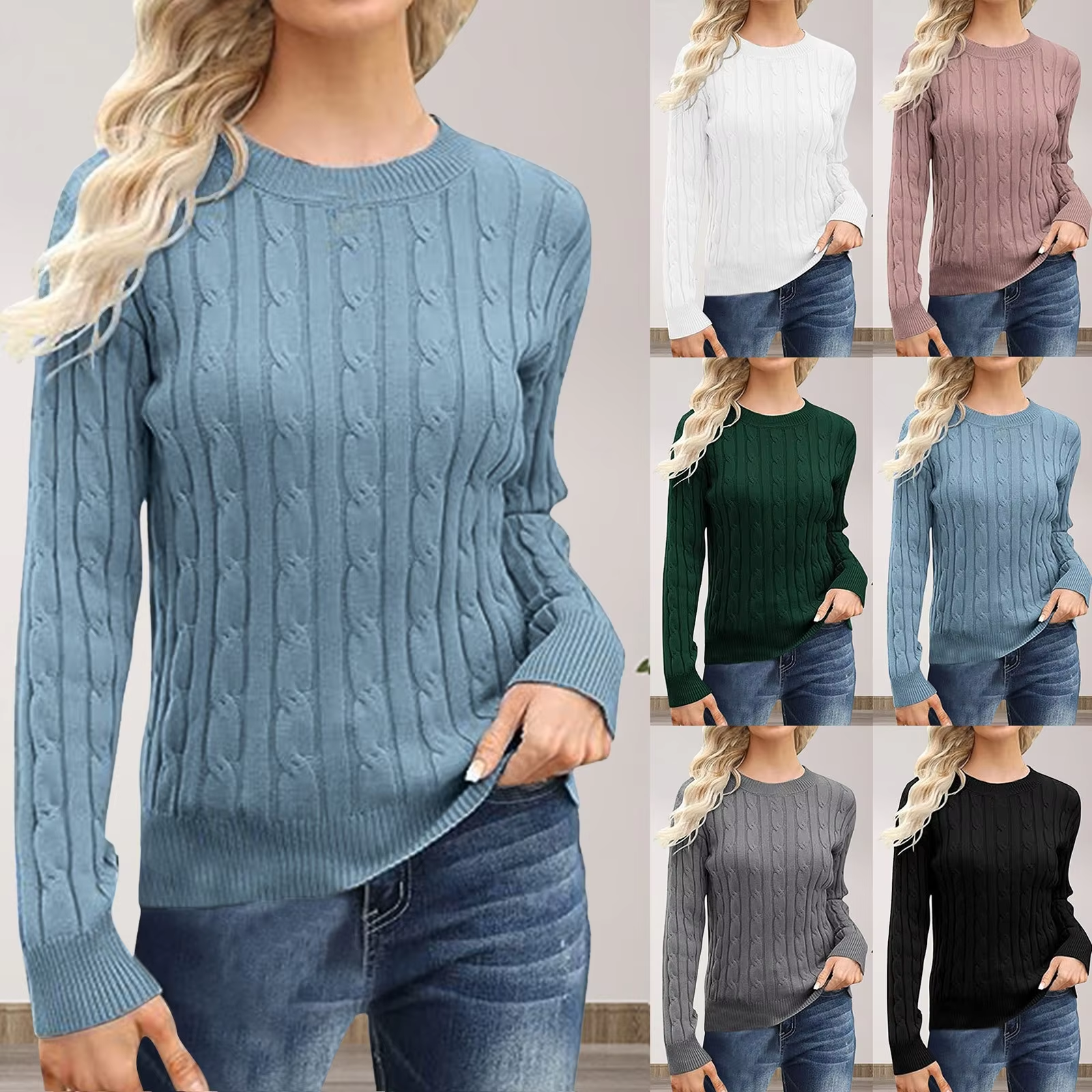 Casual long-sleeved knitted jumper for women