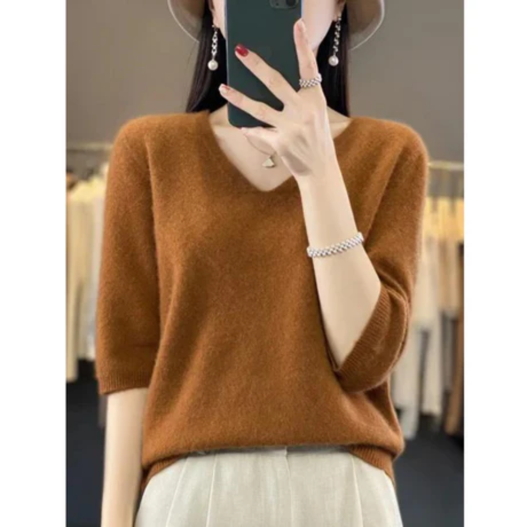 Anya | Casual V Neck Knitted Sweater For Women